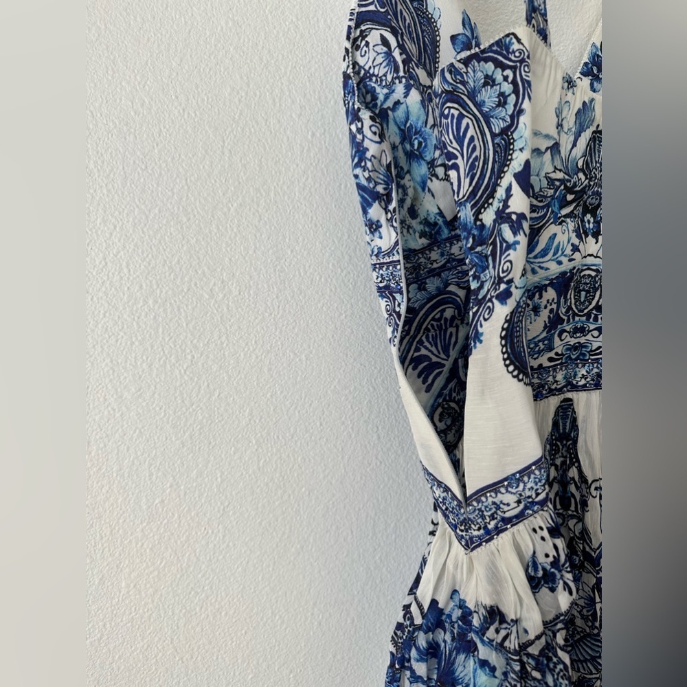 Camilla tie shoulder dress blue white glaze and graze Size Large - Picture 12 of 16
